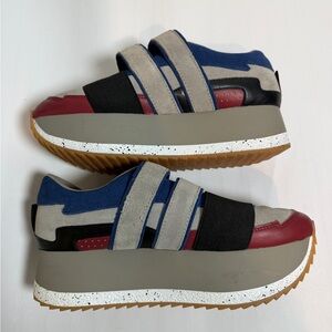 Zara Platform Sport Sneakers in Navy, Gray & Burgundy